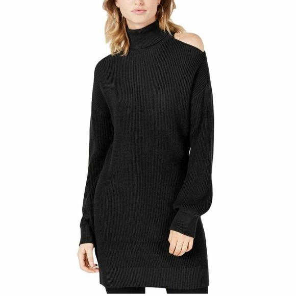 Bar III Black One Shoulder Cutout Turtleneck Sweater - Picture 1 of 2